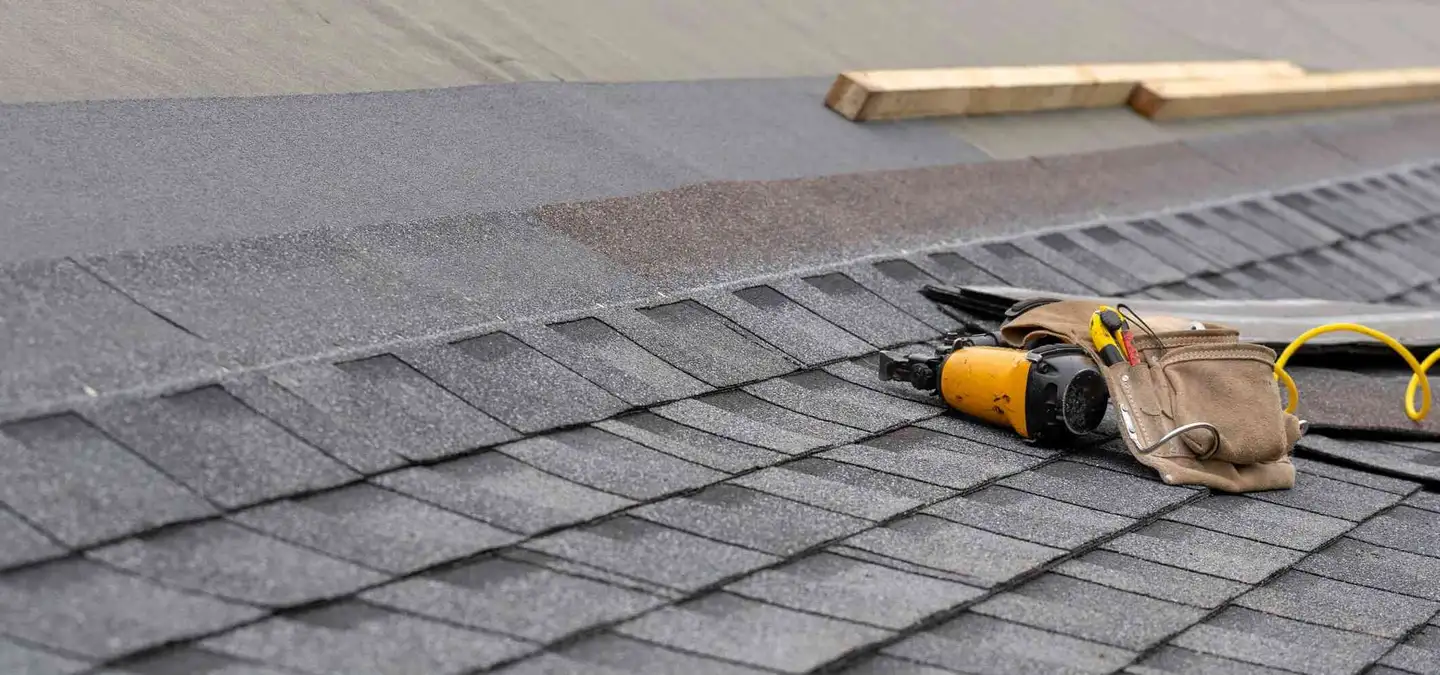 Completed asphalt shingle roof on a home in Simcoe County